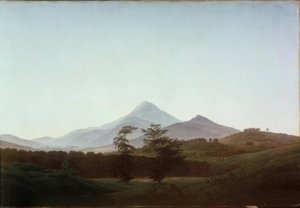 Czeski krajobraz z dużym i małym Milleschaue autorstwa Caspar David Friedrich