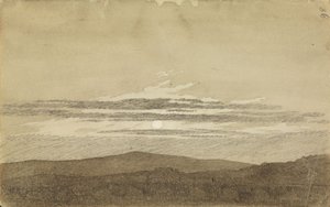 Krajobraz górski o zachodzie słońca autorstwa Caspar David Friedrich