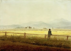 Górski krajobraz z postacią (Schmiedeberger Kamm) autorstwa Caspar David Friedrich