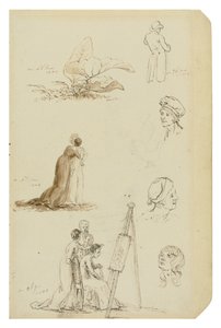 Niemiecki: Badanie głów, postaci i liści autorstwa Caspar David Friedrich