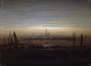 Greifswald w świetle księżyca autorstwa Caspar David Friedrich