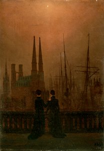 Siostry Port nocą, 1818-1820. autorstwa Caspar David Friedrich