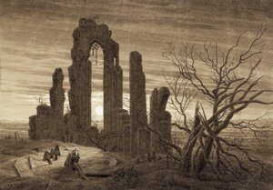 Zima, noc, starość i śmierć (wyciąg z cyklu godzin dnia i wieków człowieka) - Praca Caspara Davida Friedricha (1774-1840), sepia na papierze (19,2x27,5 cm) autorstwa Caspar David Friedrich