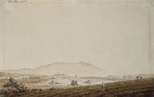 Krajobraz Czech z widokiem na górę Jeschken, 1803 (pranie piórem i tuszem na papierze) autorstwa Caspar David Friedrich