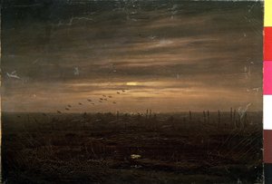"Sieci rybackie" (Sieci rybackie) Krajobraz o zachodzie słońca. Obraz Caspara Davida Friedricha (1774-1840) XIX-wieczne Muzeum Ermitażu w Sankt Petersburgu autorstwa Caspar David Friedrich