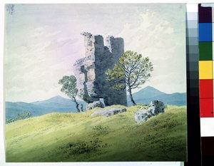 „Ruiny zamku Teplice w Czechach” (Zamek w Teplicach) Akwarela Caspara Davida Friedricha (1774-1840) XIX-wieczne Muzeum Puszkina, Moskwa autorstwa Caspar David Friedrich