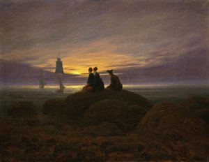 Wschód księżyca nad morzem autorstwa Caspar David Friedrich