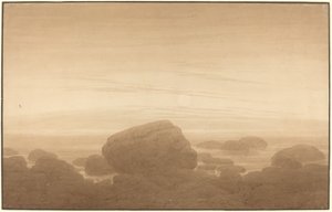 Wschód księżyca na pustym brzegu autorstwa Caspar David Friedrich