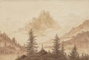 Górski krajobraz z mgłą w dolinie, ok. 1805 r. autorstwa Caspar David Friedrich