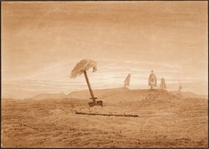 ""Krajobraz grobów"" (Krajobraz z grobami) Rysunek Caspara Davida Friedricha (1774-1840) ok. 1836 Wymiary 23,8x28,6 cm Albertina, Wiedeń autorstwa Caspar David Friedrich