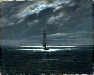 Kawałek morza w świetle księżyca (olej na płótnie) autorstwa Caspar David Friedrich