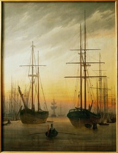 Statki w porcie (olej na płótnie) autorstwa Caspar David Friedrich
