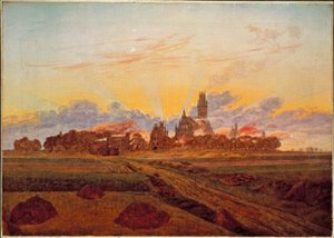 Wschód słońca w pobliżu Neubrandenburga autorstwa Caspar David Friedrich