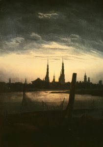 Miasto o wschodzie księżyca autorstwa Caspar David Friedrich