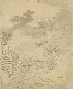 Strumień z mostem, ok. 1799 (ołówek, długopis i atrament na papierze) autorstwa Caspar David Friedrich