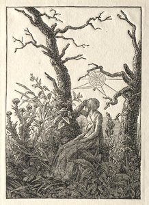 Kobieta z pajęczyną między nagimi drzewami, 1803. autorstwa Caspar David Friedrich
