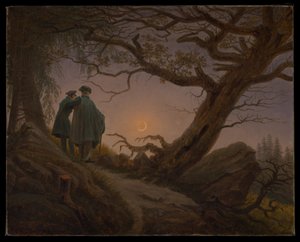 Dwóch mężczyzn kontemplujących księżyc autorstwa Caspar David Friedrich