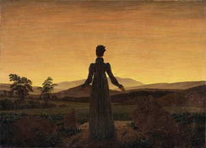 Kobieta przed wschodzącym słońcem, ok. 1818 autorstwa Caspar David Friedrich