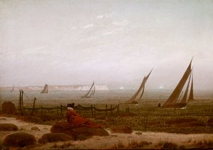 Kobieta na plaży w Rugii autorstwa Caspar David Friedrich