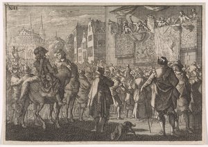 Ogłoszenie pokoju Osnabrück w mieście, 1648 autorstwa Caspar Luyken (attributed to)