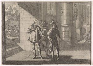 Masaniello rozmawia z dwoma szlachcicami w kościele, 1647 autorstwa Caspar Luyken (attributed to)