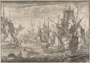 Bitwa morska między tureckimi okrętami wojennymi a galerami Kawalerów Maltańskich, 1644