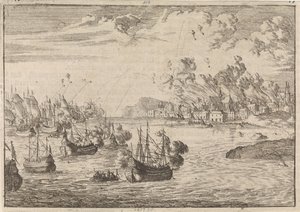 Bombardowanie Dieppe, 1694 autorstwa Caspar Luyken