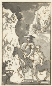 Don Quichotte i Sancho Pansa przejeżdżają obok kuźni Projekty do piątego tomu Histoire de l