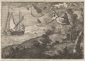 Silne wiatry na wybrzeżu Malmö, 1679 autorstwa Caspar Luyken