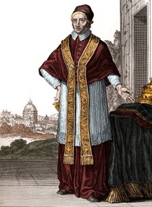 Portret papieża Klemensa XI (Clemente ou Clemens) (papież od 1700 do 1721) - Rysunki Caspara Luykena - Grawerowane i wydane przez Christopha Weigela (Norymberga 1703)