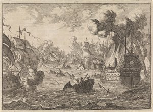 Bitwa morska o Cape La Hogue, 1692 autorstwa Caspar Luyken