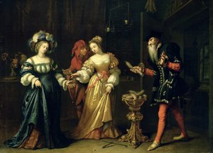 Zamaskowany Joker, 1668 autorstwa Caspar Netscher