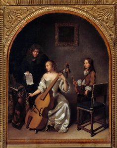 Lekcja gry na wiolonczeli Obraz Gasparda Netschera (1639-1684) XVII w. Nd. 0,45x0,35m