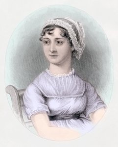 Portret Jane Austen, ok. 1850 (ręcznie barwiony grawerunek) autorstwa Cassandra (after) Austen