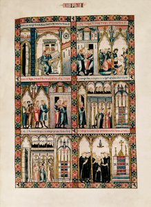 Miniatury poświęcone Marii i jej cudom, z Las Cantigas de Santa María (Pieśni Najświętszej Marii Panny), Fol. 156