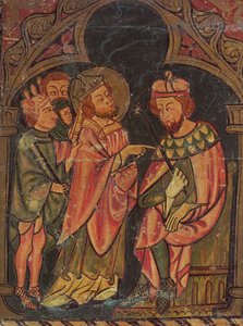 Św. Cyprian (ok.200-258) Biskup Kartaginy przed oblicze cesarza Waleriana (r.253-60) 1300-25
