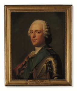 Książę Karol Edward Stuart w zbroi, z niebieską szarfą Orderu Podwiązki (olej na płótnie) autorstwa Catherine (attr. to) Read