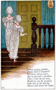 Ilustracja do „Goosey, goosey gander, gdzie mam wędrować”, Kate Greenaway 1846-1901