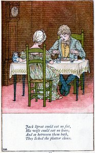 Ilustracja do „Jack Szprot mógł jeść bez tłuszczu”, Kate Greenaway 1846-1901