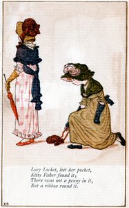 Ilustracja do „Lucy Locket, zgubiła torebkę”, Kate Greenaway 1846-1901
