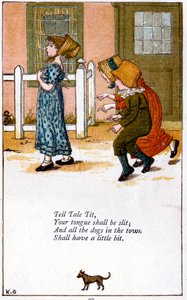 Ilustracja do „Tell tale tityour tounge will be slit”, Kate Greenaway 1846-1901