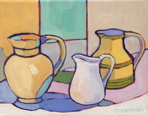 Vessels Amidst Soft Hues, 2024 (olej na płótnie) autorstwa Catherine J Martzloff