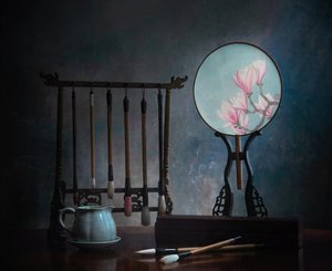 Chińska martwa natura z magnolią