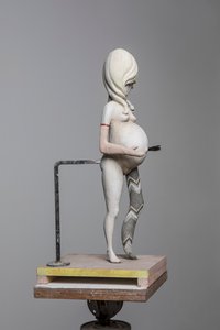 Degas Doll 1, 2017 (malowana żywica, stal, drewno)