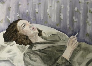 23.03.20 Była skonfliktowana, 2020 (olej na papierze) autorstwa Cathy Lomax