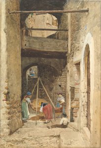 Włoski dziedziniec i figury, 1843-1921. autorstwa Cavaliere Pio Joris