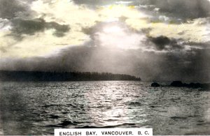 Zachód słońca nad zatoką English Bay, Vancouver, Kolumbia Brytyjska, Kanada, c1920.