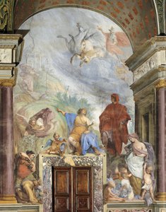 Rozmowa Wawrzyńca Wspaniałego z Roztropnością, fresk autorstwa Francesco Montelatici znanego jako Cecco Bravo (1607-1661), Muzeum Srebra, Pałac Pitti, Florencja, Włochy