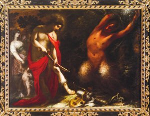 Apollo i Marsyas, ok. 1650, Francesco Montelatici znany jako Cecco Bravo (1601-1661), olej na płótnie.