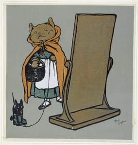 Kot przed lustrem - rysunek Cécila Aldina. autorstwa Cecil Charles Windsor Aldin